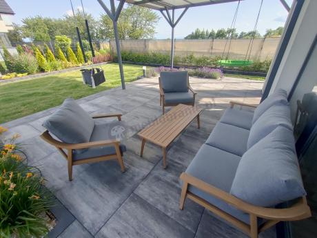 Szary zestaw mebli ogrodowych dla 5 osób z sofą 200cm - Else Set - Grey