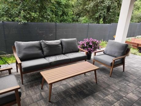 Szary zestaw mebli ogrodowych dla 5 osób z sofą 200cm - Else Set - Grey