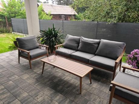 Szary zestaw mebli ogrodowych dla 5 osób z sofą 200cm - Else Set - Grey