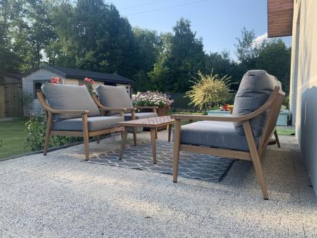Szary zestaw mebli ogrodowych dla 5 osób z sofą 200cm - Else Set - Grey