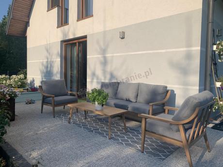Szary zestaw mebli ogrodowych dla 5 osób z sofą 200cm - Else Set - Grey