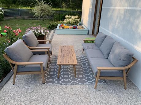 Szary zestaw mebli ogrodowych dla 5 osób z sofą 200cm - Else Set - Grey