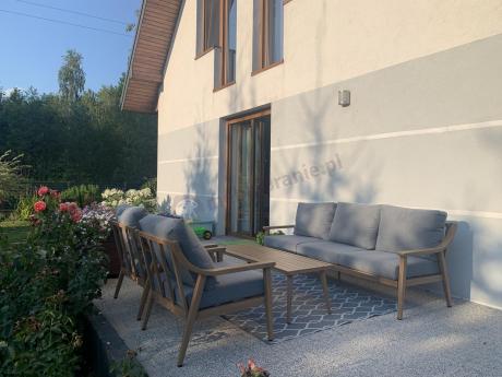 Szary zestaw mebli ogrodowych dla 5 osób z sofą 200cm - Else Set - Grey