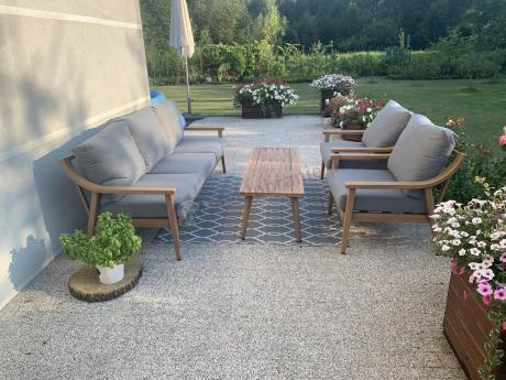 Szary zestaw mebli ogrodowych dla 5 osób z sofą 200cm - Else Set - Grey