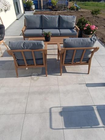 Szary zestaw mebli ogrodowych dla 5 osób z sofą 200cm - Else Set - Grey