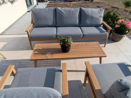 Szary zestaw mebli ogrodowych dla 5 osób z sofą 200cm - Else Set - Grey