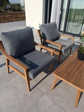 Szary zestaw mebli ogrodowych dla 5 osób z sofą 200cm - Else Set - Grey