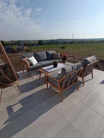 Szary zestaw mebli ogrodowych dla 5 osób z sofą 200cm - Else Set - Grey