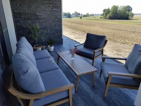 Szary zestaw mebli ogrodowych dla 5 osób z sofą 200cm - Else Set - Grey