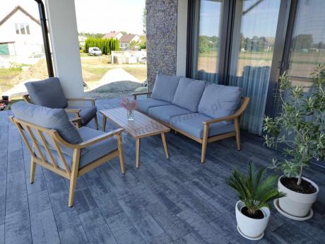 Szary zestaw mebli ogrodowych dla 5 osób z sofą 200cm - Else Set - Grey