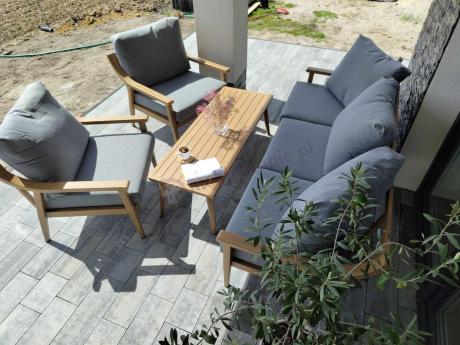Szary zestaw mebli ogrodowych dla 5 osób z sofą 200cm - Else Set - Grey