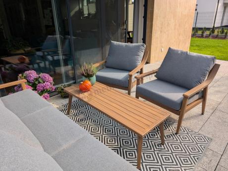 Szary zestaw mebli ogrodowych dla 5 osób z sofą 200cm - Else Set - Grey