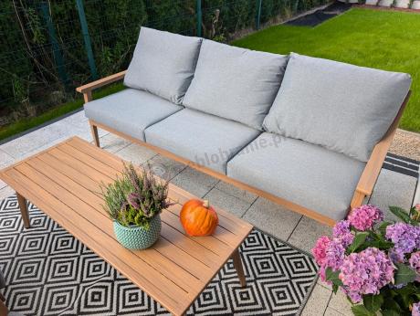 Szary zestaw mebli ogrodowych dla 5 osób z sofą 200cm - Else Set - Grey