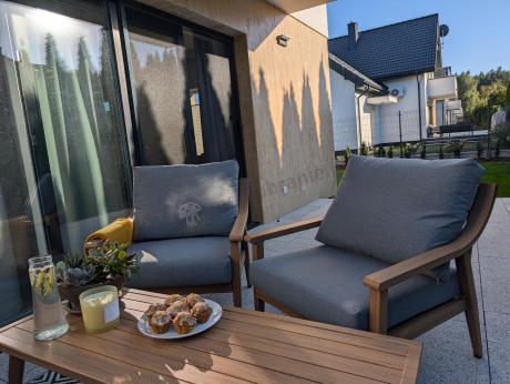 Szary zestaw mebli ogrodowych dla 5 osób z sofą 200cm - Else Set - Grey