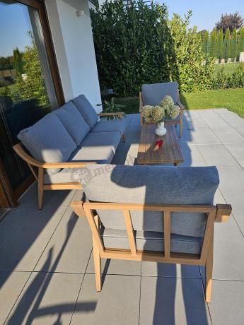 Szary zestaw mebli ogrodowych dla 5 osób z sofą 200cm - Else Set - Grey