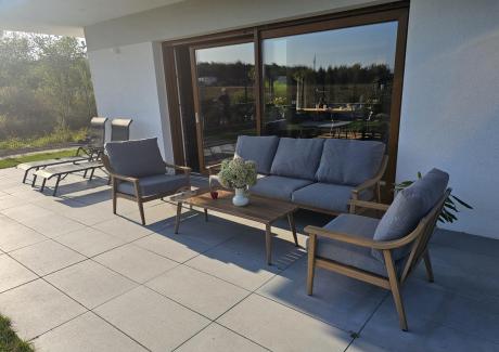 Szary zestaw mebli ogrodowych dla 5 osób z sofą 200cm - Else Set - Grey