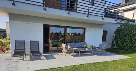 Szary zestaw mebli ogrodowych dla 5 osób z sofą 200cm - Else Set - Grey