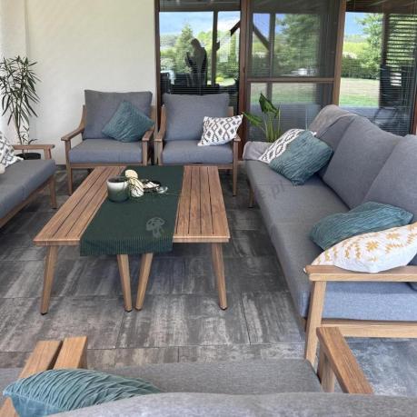 Szary zestaw mebli ogrodowych dla 5 osób z sofą 200cm - Else Set - Grey