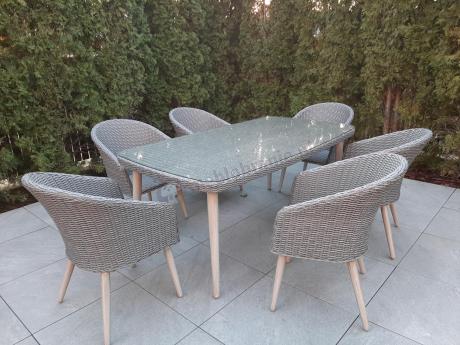 Szary zestaw obiadowy na taras na 6 osób Cioso Dining 6+1 - Grey
