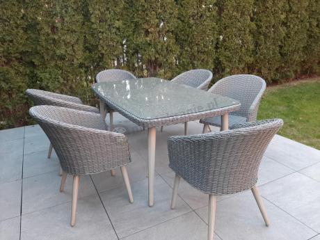 Szary zestaw obiadowy na taras na 6 osób Cioso Dining 6+1 - Grey