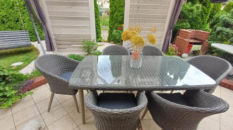 Szary zestaw obiadowy na taras na 6 osób Cioso Dining 6+1 - Grey