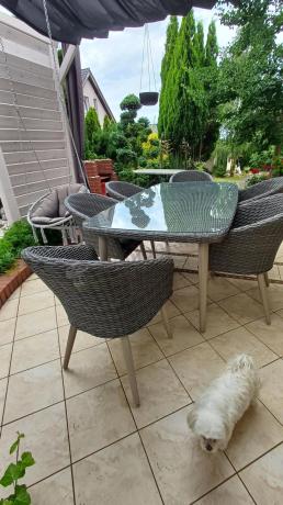 Szary zestaw obiadowy na taras na 6 osób Cioso Dining 6+1 - Grey