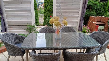 Szary zestaw obiadowy na taras na 6 osób Cioso Dining 6+1 - Grey