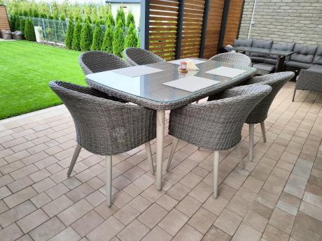 Szary zestaw obiadowy na taras na 6 osób Cioso Dining 6+1 - Grey