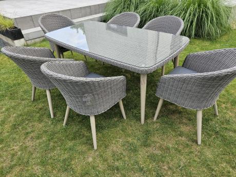 Szary zestaw obiadowy na taras na 6 osób Cioso Dining 6+1 - Grey