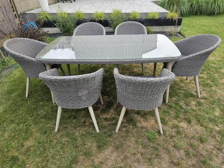 Szary zestaw obiadowy na taras na 6 osób Cioso Dining 6+1 - Grey