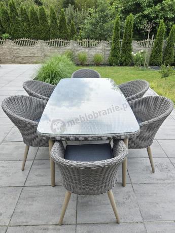 Szary zestaw obiadowy na taras na 6 osób Cioso Dining 6+1 - Grey