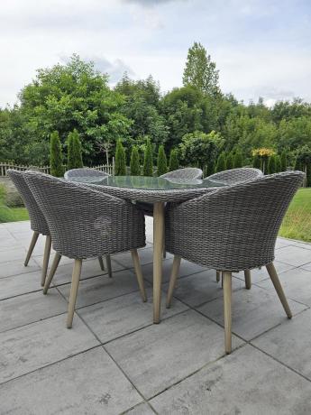 Szary zestaw obiadowy na taras na 6 osób Cioso Dining 6+1 - Grey