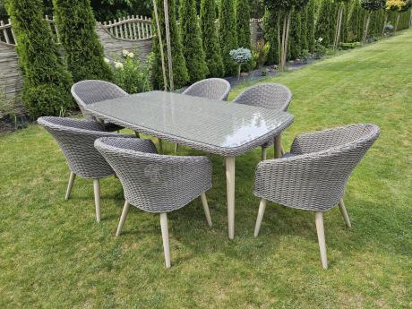 Szary zestaw obiadowy na taras na 6 osób Cioso Dining 6+1 - Grey