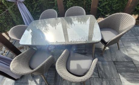 Szary zestaw obiadowy na taras na 6 osób Cioso Dining 6+1 - Grey