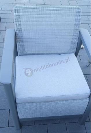 Szary zestaw ogrodowy dla 5 osób sofa, fotele, skrzynia Scandi Linea