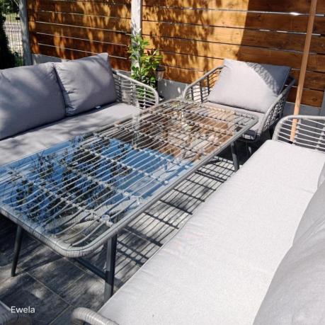 Szary zestaw rattanowy dla 8 osób na taras Torgiano Grande