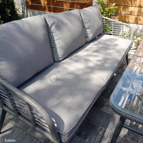 Szary zestaw rattanowy dla 8 osób na taras Torgiano Grande