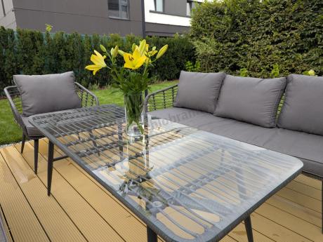 Szary zestaw rattanowy dla 8 osób na taras Torgiano Grande