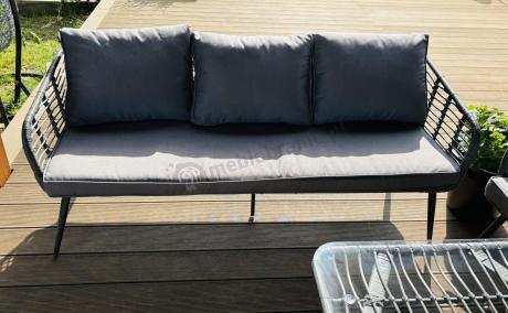 Szary zestaw rattanowy dla 8 osób na taras Torgiano Grande