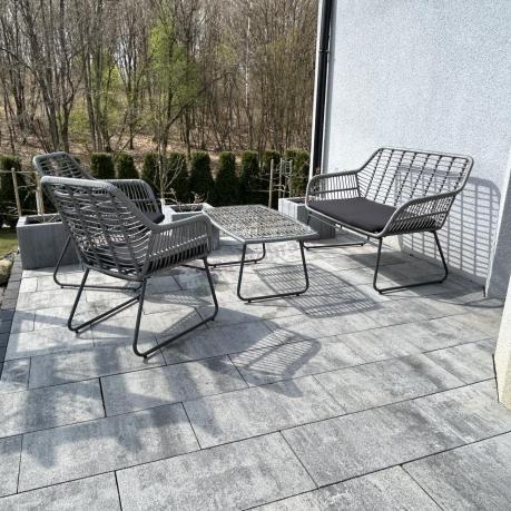 Szary zestaw rattanowy na balkon Torgiano Set