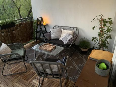 Szary zestaw rattanowy na balkon Torgiano Set