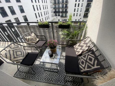 Szary zestaw rattanowy na balkon Torgiano Set