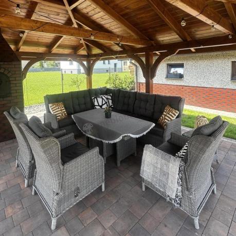 Szary zestaw wypoczynkowy na taras Laritto Duo z regulowanymi fotelami - Grey