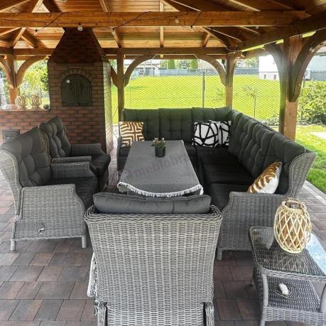 Szary zestaw wypoczynkowy na taras Laritto Duo z regulowanymi fotelami - Grey