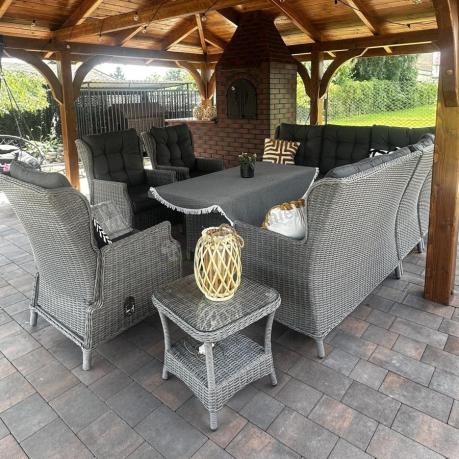 Szary zestaw wypoczynkowy na taras Laritto Duo z regulowanymi fotelami - Grey