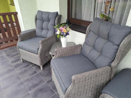 Szary zestaw wypoczynkowy na taras Laritto Duo z regulowanymi fotelami - Grey