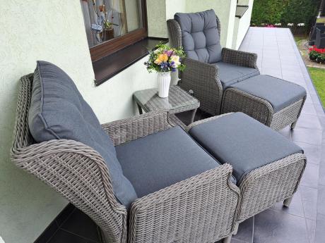 Szary zestaw wypoczynkowy na taras Laritto Duo z regulowanymi fotelami - Grey