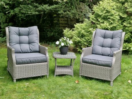 Szary zestaw wypoczynkowy na taras Laritto Duo z regulowanymi fotelami - Grey