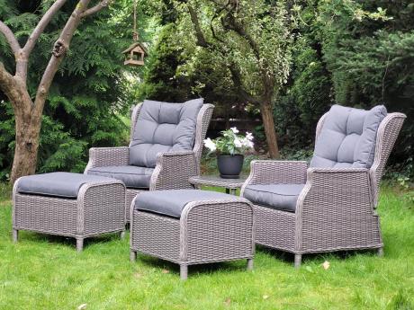 Szary zestaw wypoczynkowy na taras Laritto Duo z regulowanymi fotelami - Grey