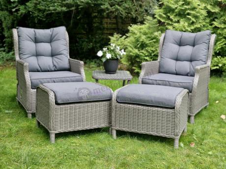 Szary zestaw wypoczynkowy na taras Laritto Duo z regulowanymi fotelami - Grey